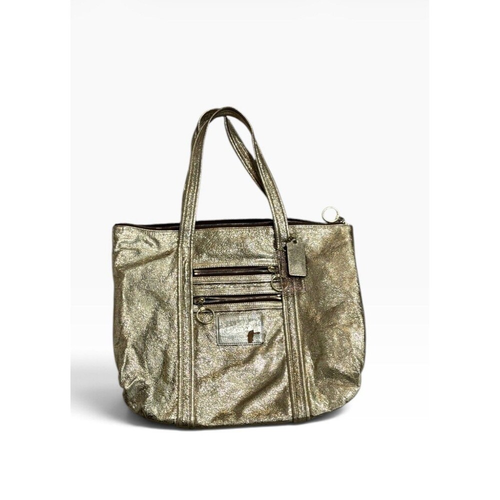 Coach Poppy Metallic Gold Y2K Leather Tote